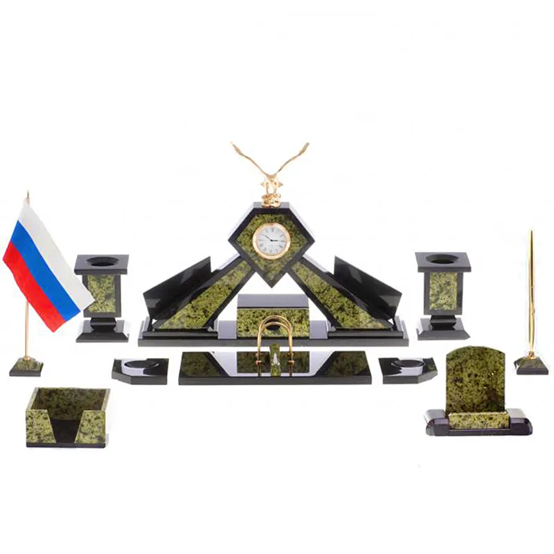 Письменный набор "Орел" камень змеевик