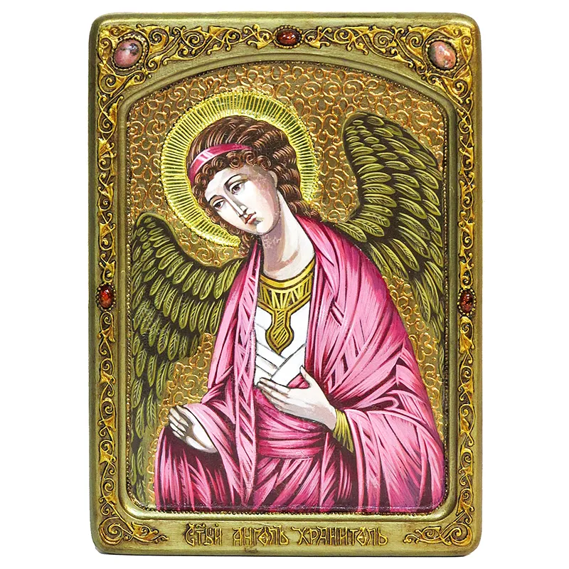 Икона живописная "Ангел Хранитель" на кипарисе