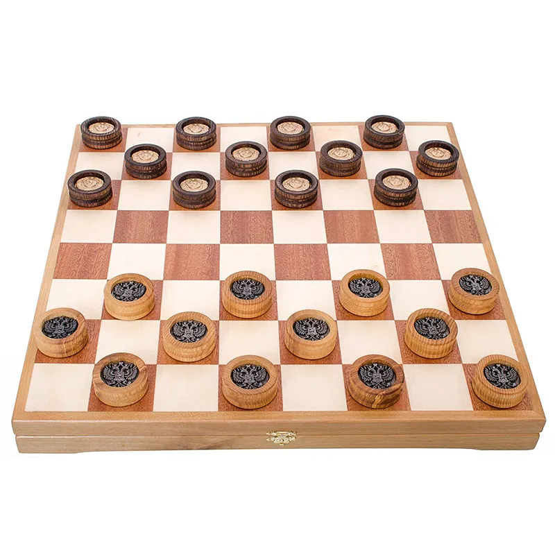 Шашки на березовой доске «Россия-СССР» 