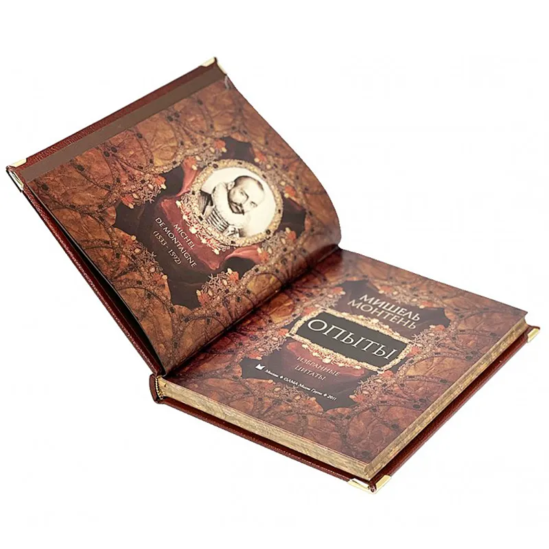 Книга в кожаном переплете "Опыты. Избранные цитаты" Мишель Монтень. 