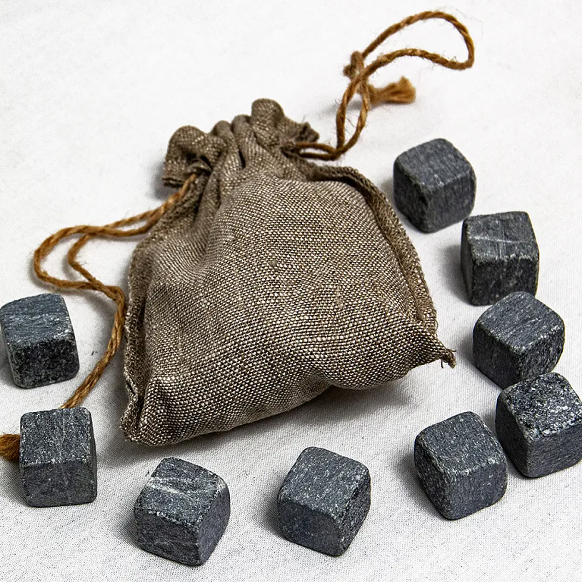 Бокал для виски "Строители" с камнями в деревянном футляре