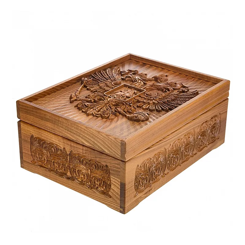 Лото в резной шкатулке из дерева "Герб России"