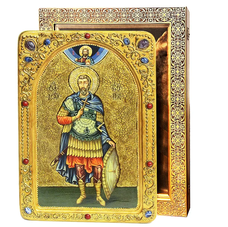 Икона живописная "Святой мученик Иоанн Воин" на кипарисе