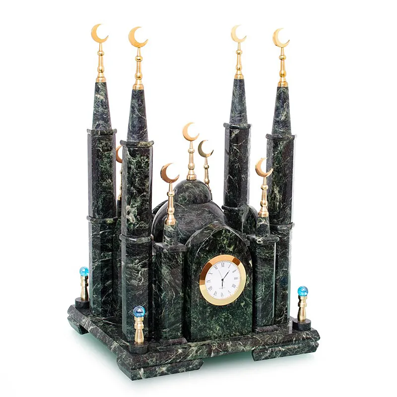 Часы интерьерные из змеевика "Мечеть" 