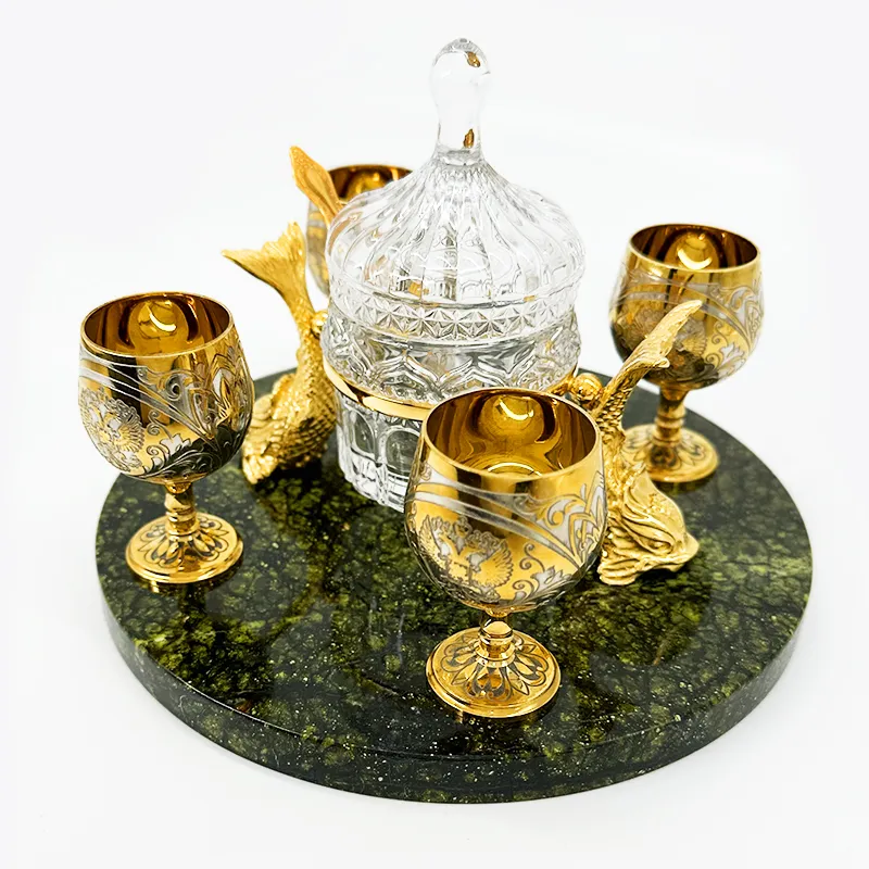 Икорница на камне с рюмками "Эстет" Златоуст