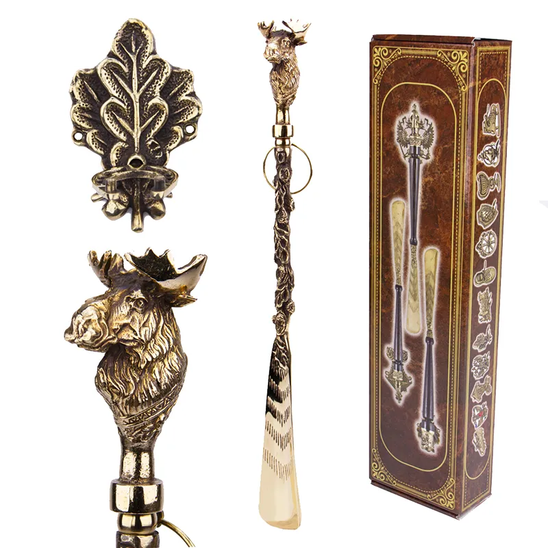 Ложка для обуви из бронзы "Лось" с крючком 