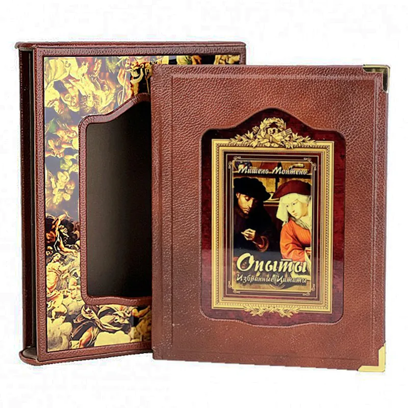 Книга в кожаном переплете "Опыты. Избранные цитаты" Мишель Монтень. 