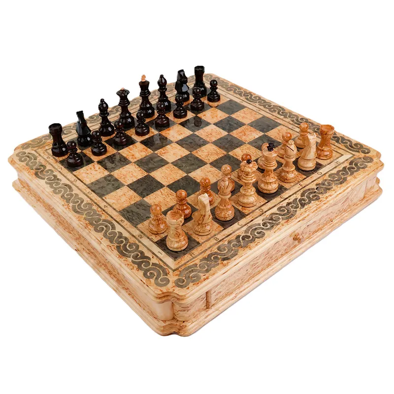 Шахматы из карельской березы "Орнамент"