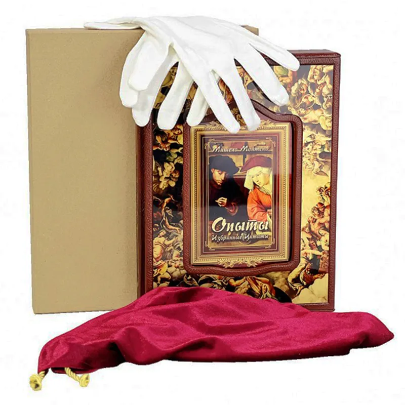 Книга в кожаном переплете "Опыты. Избранные цитаты" Мишель Монтень. 