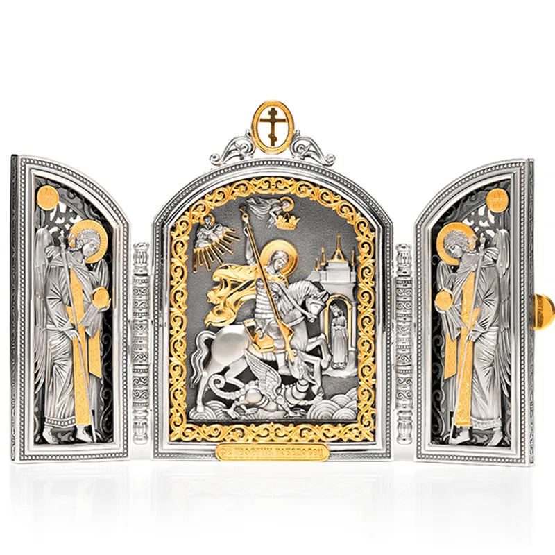 Серебряный складень «Георгий Победоносец»