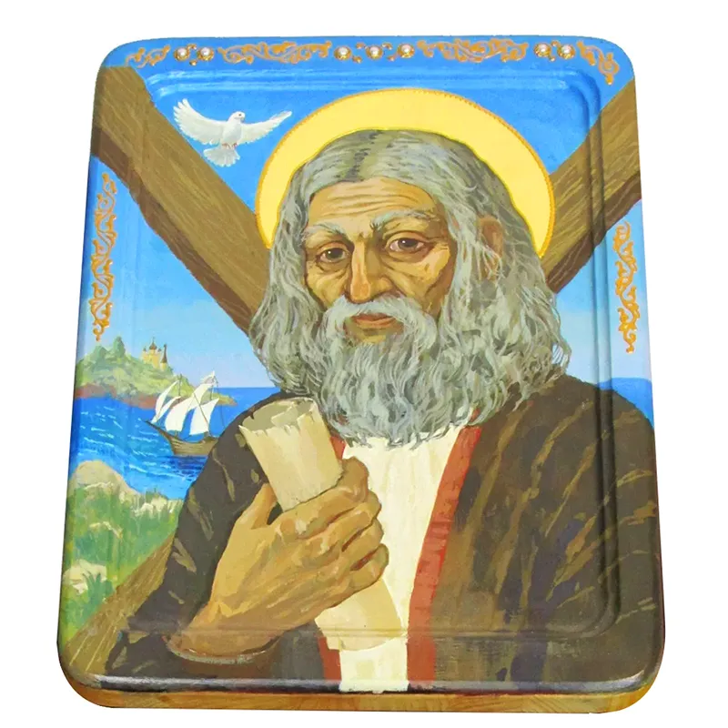 Живописная икона на кипарисе "Святой апостол Андрей Первозванный"