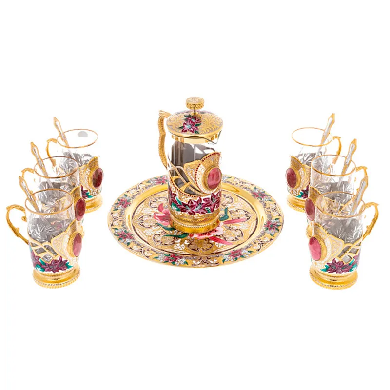 Набор чайный с френч-прессом на 6 персон, Златоуст