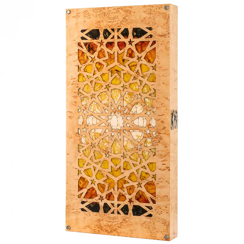 Нарды из карельской березы и янтаря "Солнце Арабии"