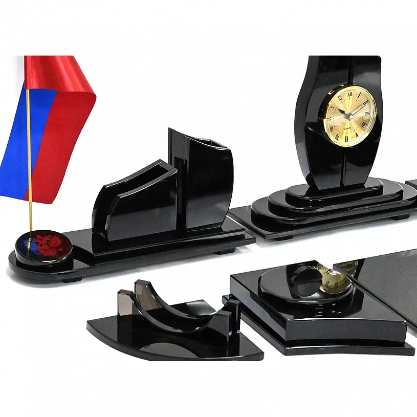 Настольный набор из обсидиана "Стоун"