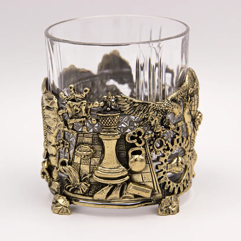 Бокал для виски "Атлант" с камнями в деревянном футляре