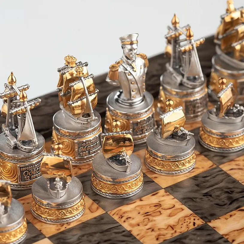 Дорожные шахматы из серебра «Синопское сражение»