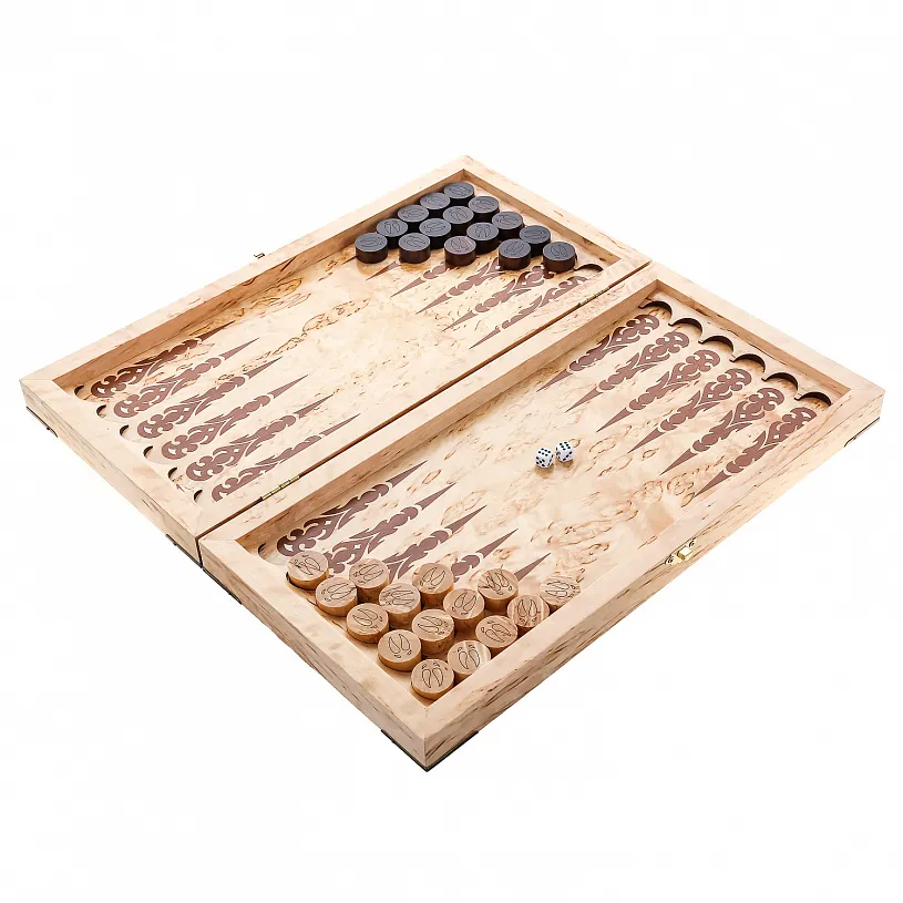 Нарды подарочные из карельской березы "Кабан"