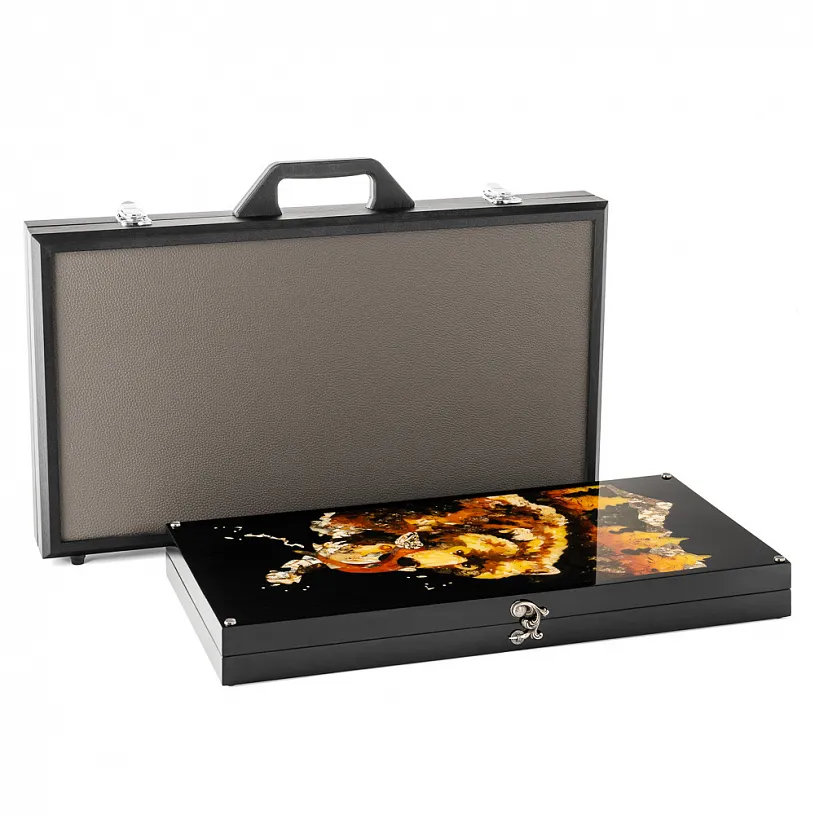 Нарды из янтаря "Медведь на охоте"