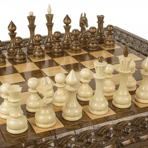 Подарочные шахматы + нарды резные "Армянский Орнамент"