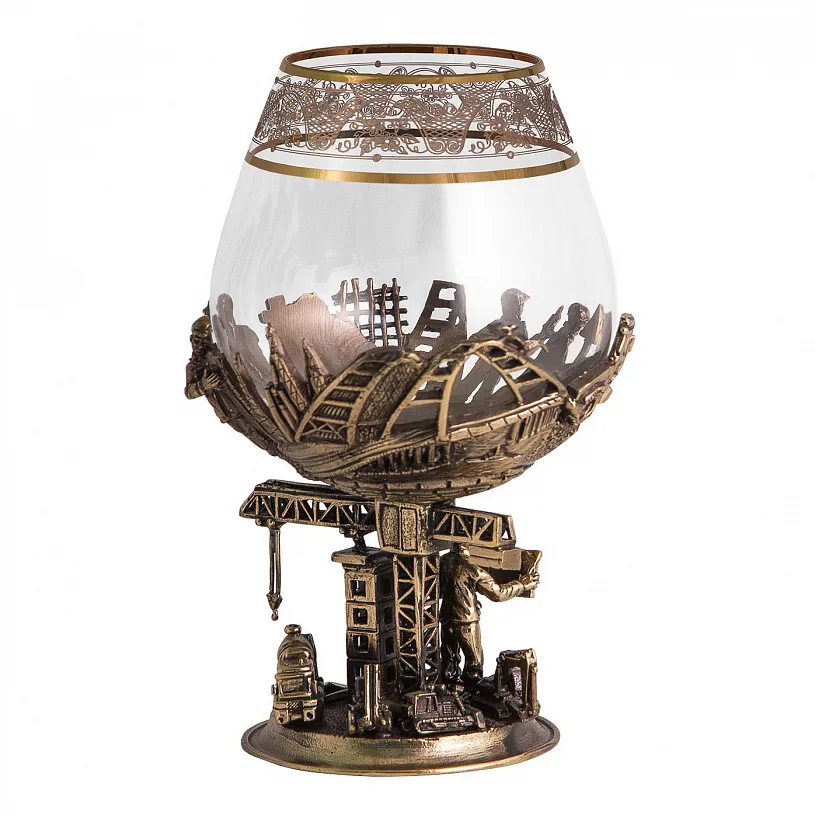 Набор бокалов для бренди на подставке "Строители"