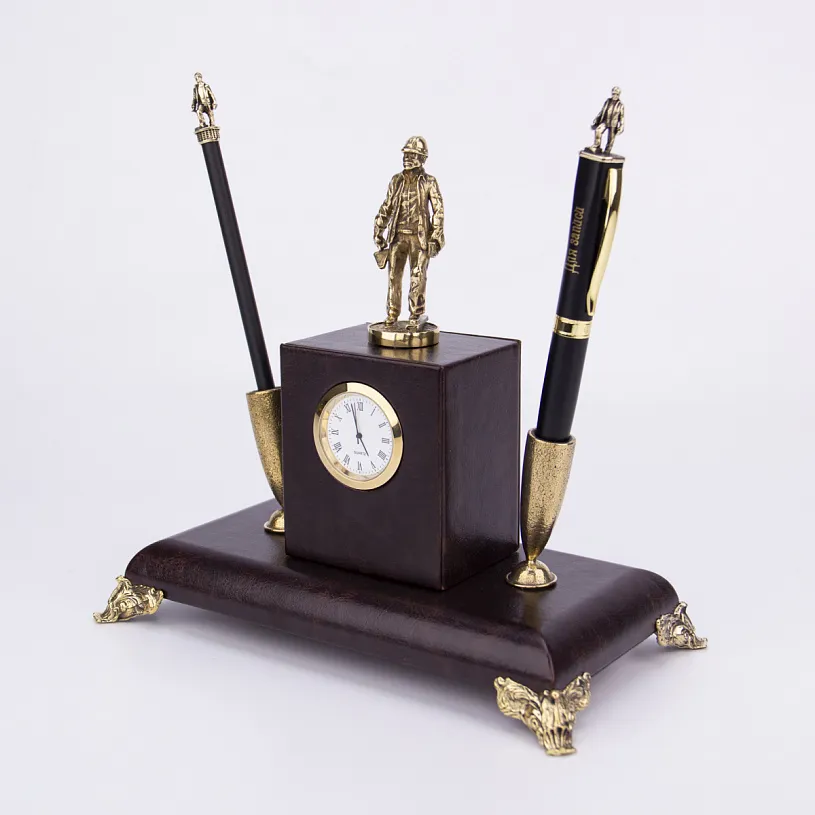 Письменный набор с часами "Строитель" 