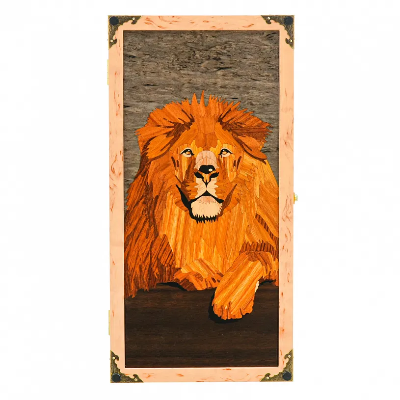 Нарды подарочные из карельской березы "Лев"