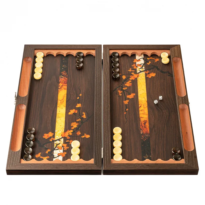 Нарды из мореного дуба и янтаря "Самурай"