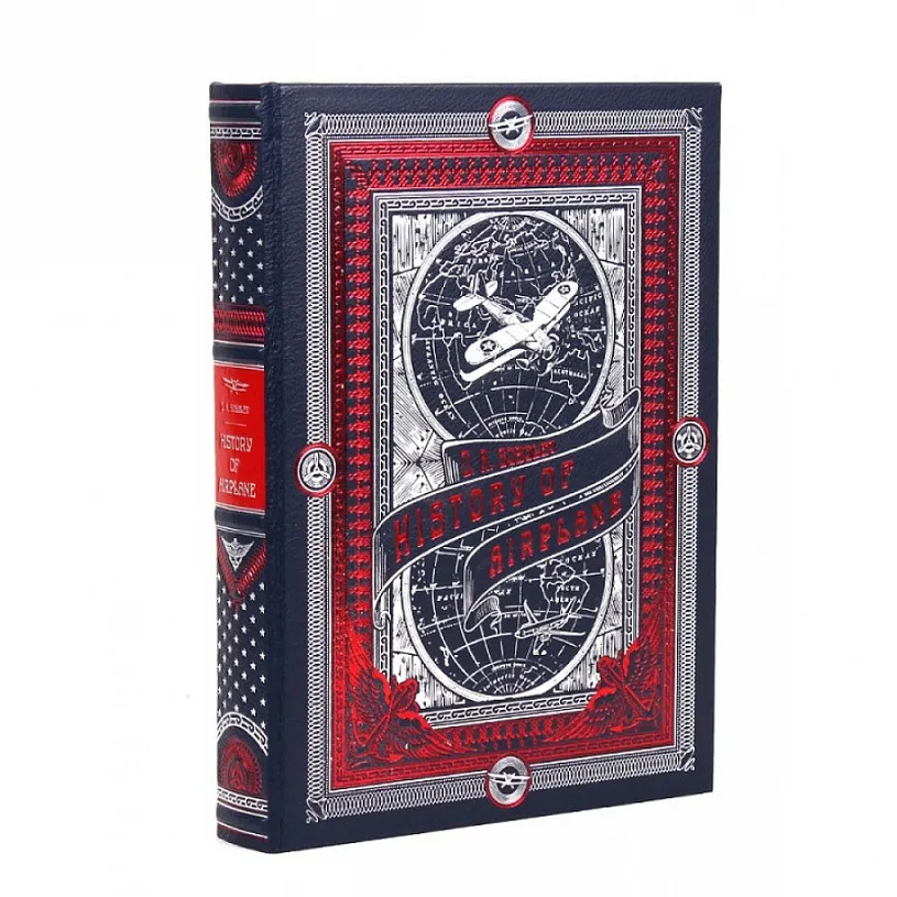 Книга в кожаном переплете "История самолетов мира" на английском языке "History of airplan"