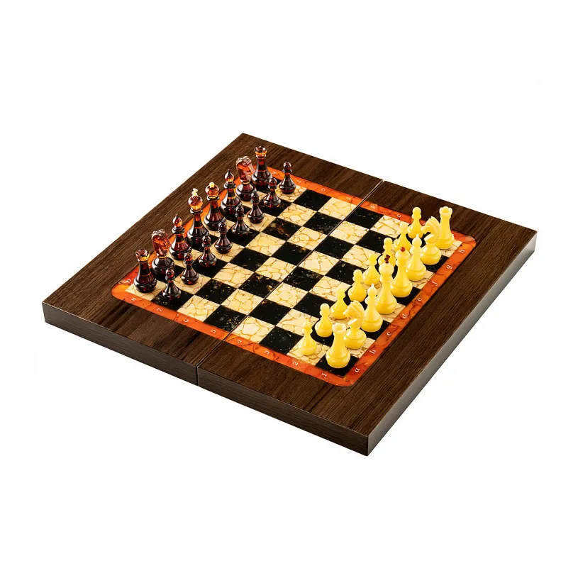 Шахматы из янтаря и мореного дуба "Мини"