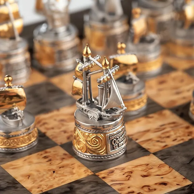 Дорожные шахматы из серебра «Синопское сражение»