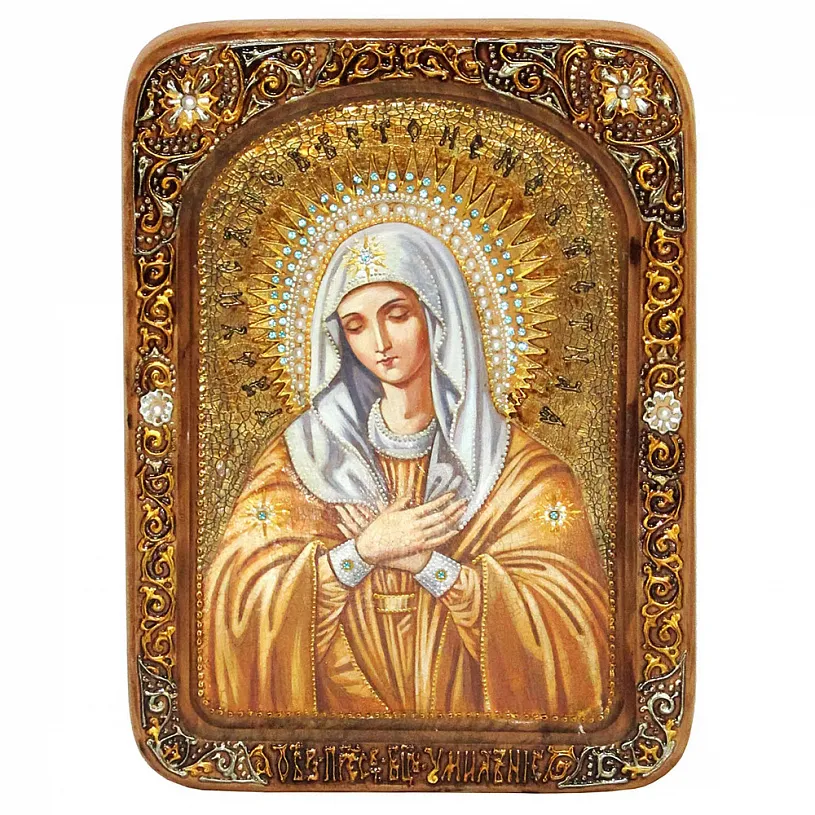 Живописная икона Божией Матери Умиление Серафимо-Дивеевская на кипарисе