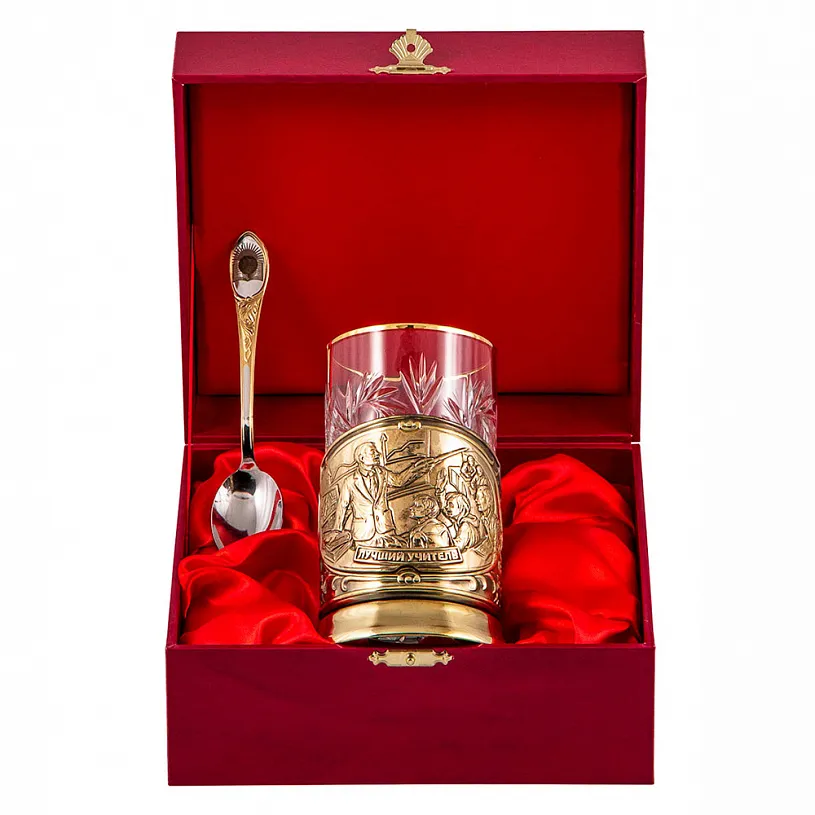 Подстаканник с ложкой "Лучший учитель" мужчина