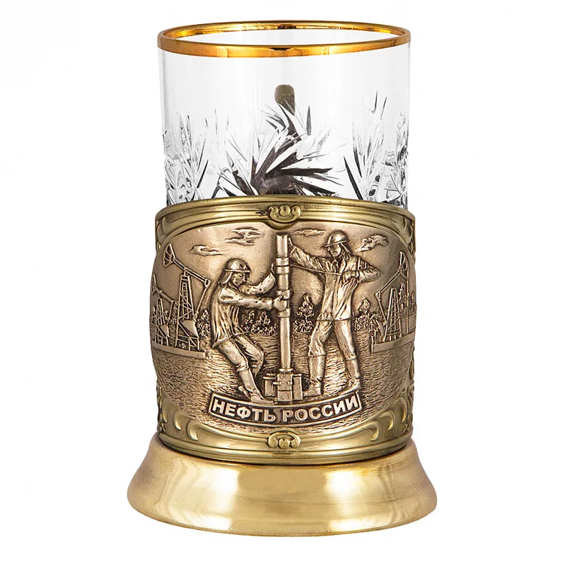 Подстаканник с ложкой "Нефть"