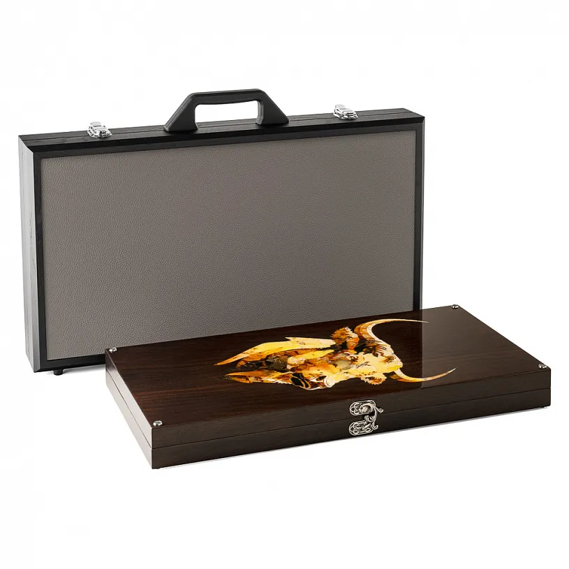 Нарды из янтаря и мореного дуба "Бык"