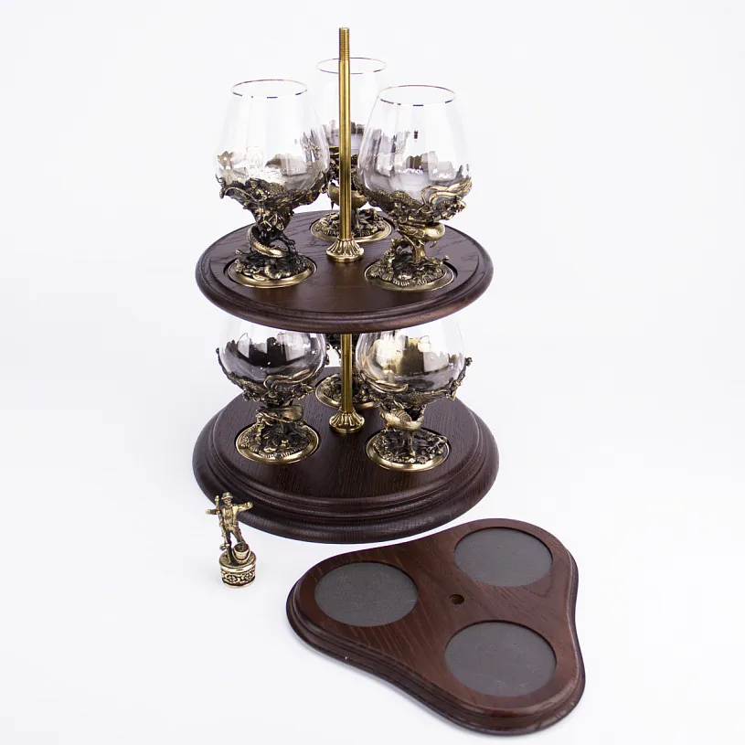 Набор из 6-ти бокалов для коньяка на подставке "Охота" 