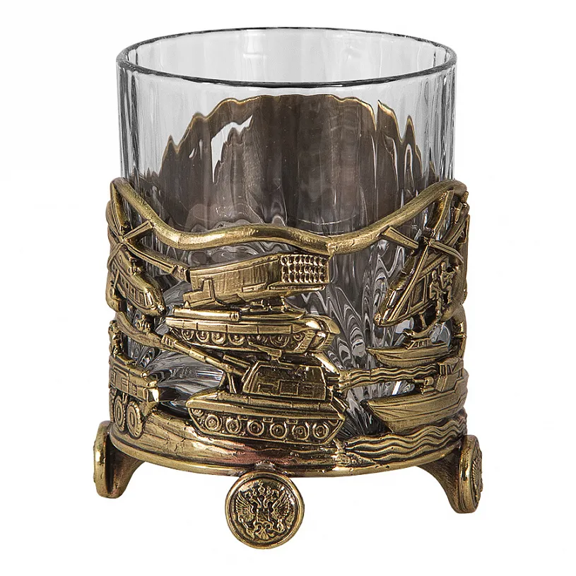 Бокал для виски "Росгвардия" с камнями в деревянном футляре