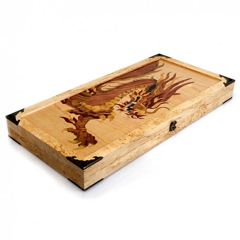 Нарды подарочные из карельской березы "Дракон"