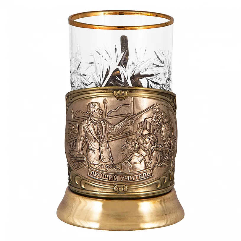 Подстаканник с ложкой "Лучший учитель" мужчина
