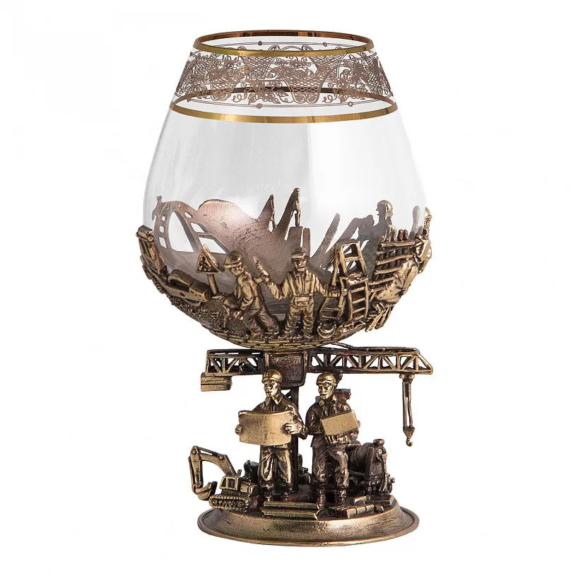 Набор бокалов для бренди на подставке "Строители"