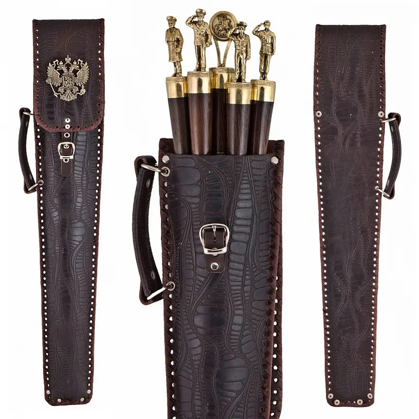 Набор подарочный в колчане из натуральной кожи "Защитники"