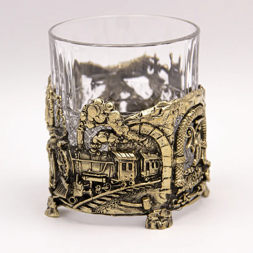 Бокал для виски "Атлант" с камнями в деревянном футляре