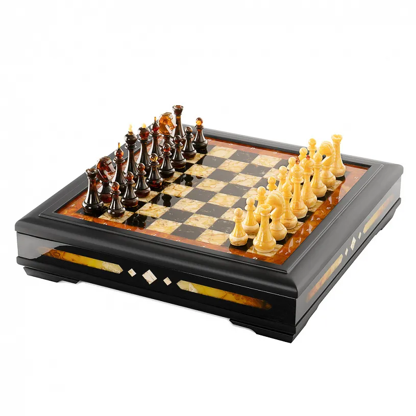 Шахматный ларец из янтаря и ясеня "Аристократ"