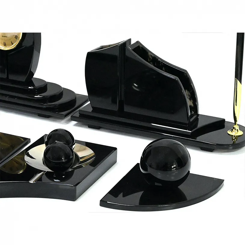 Настольный набор из обсидиана "Стоун"