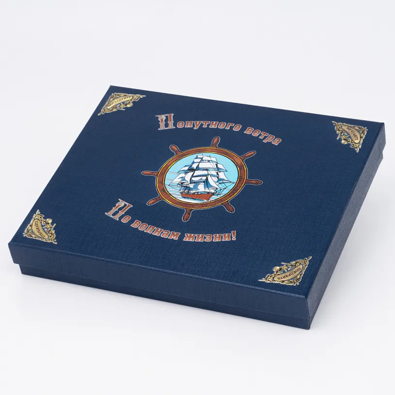 Блокнот с ручкой в футляре "Капитан дальнего плавания"