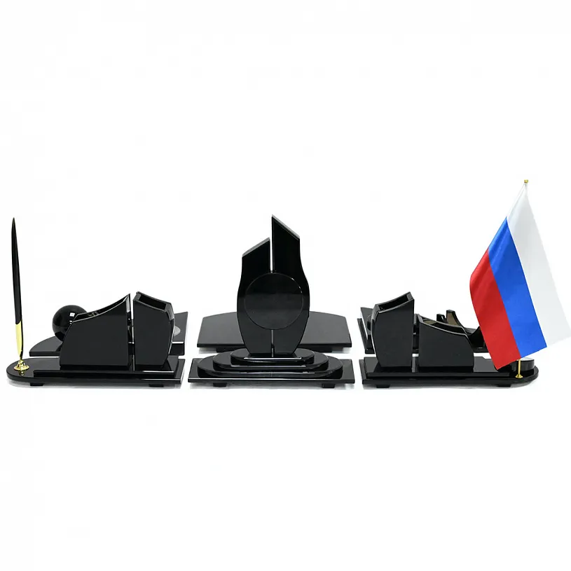 Настольный набор из обсидиана "Стоун"