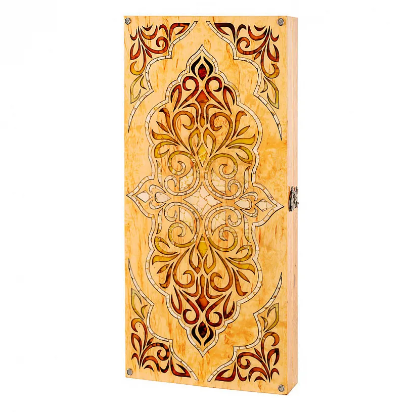 Нарды из карельской березы и янтаря "Сказки Востока"