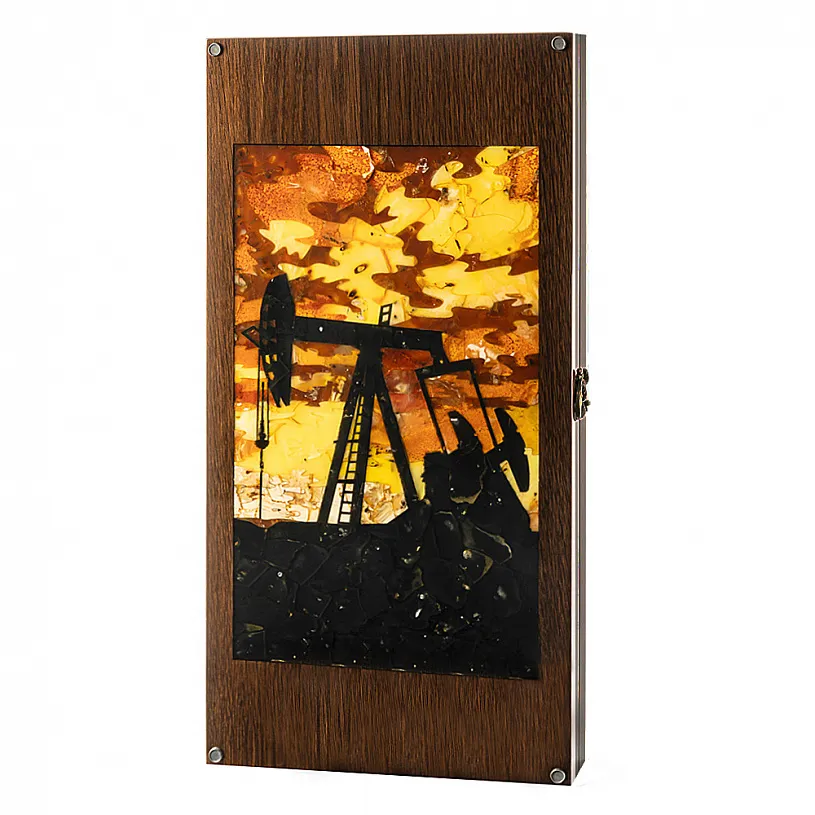 Нарды из мореного дуба и янтаря "Нефть"