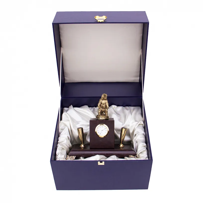 Держатель для письменных принадлежностей с часами "Медведь"