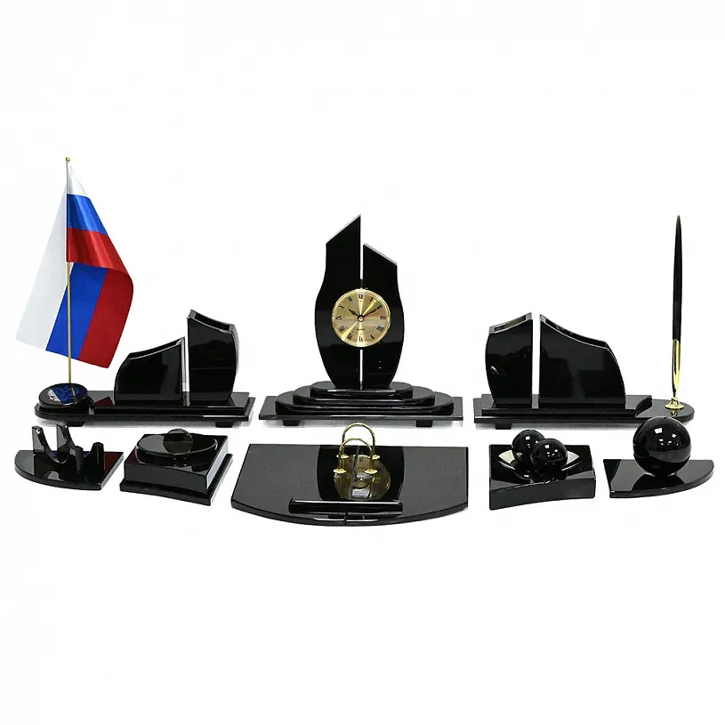 Настольный набор из обсидиана "Стоун"