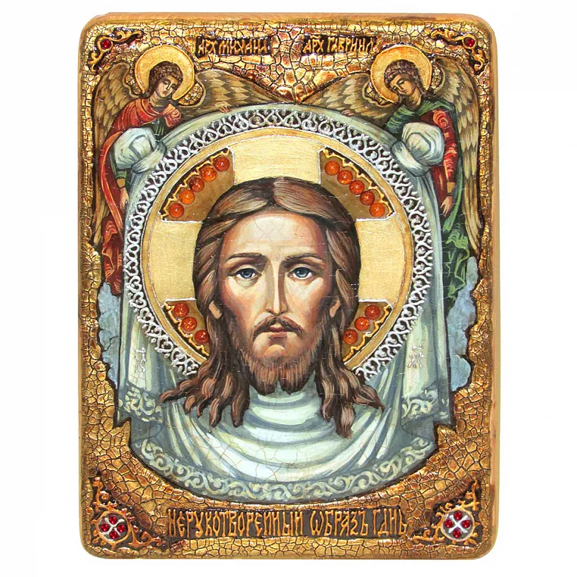 Живописная икона Господь "Вседержитель" на кипарисе